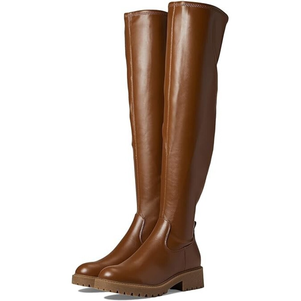 GBG Los Angeles Salesa Women 6.5 Brown Block Heel Knee High Riding Boot JOBB1836